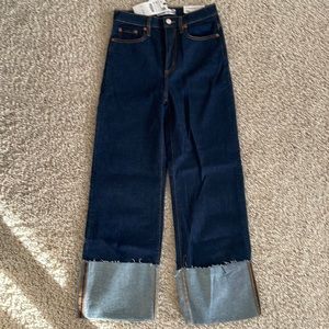 Zara the folded up wide leg jeans size34